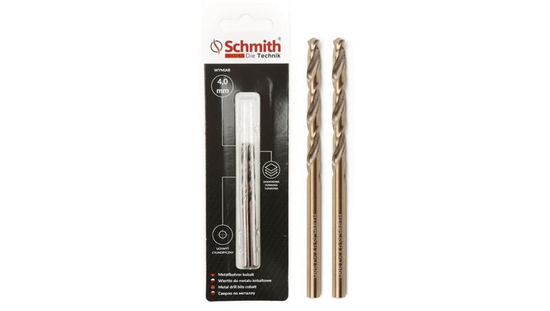 Wiertło do metalu kobaltowe 4mm wiertła 2szt HSS-Co Schmith-90903 Wiertło do metalu kobaltowe 4mm wiertła 2szt HSS-Co Schmith-90903
