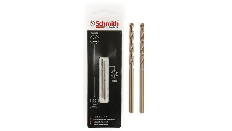 Wiertło do metalu kobaltowe 2,5mm wiertła 2szt HSS-Co Schmith-90906 Wiertło do metalu kobaltowe 2,5mm wiertła 2szt HSS-Co Schmith-90906