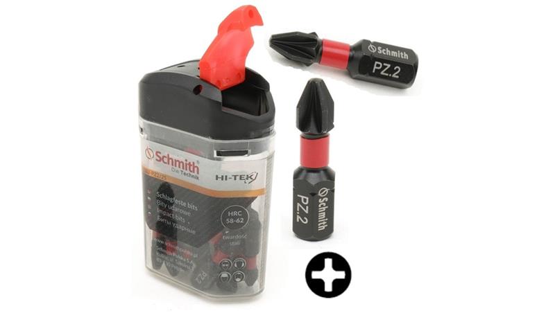 Bity udarowe PZ2 25mm 20szt zestaw BIT krzyżowy - Schmith-90144 Bity udarowe PZ2 25mm 20szt zestaw BIT krzyżowy - Schmith-90144