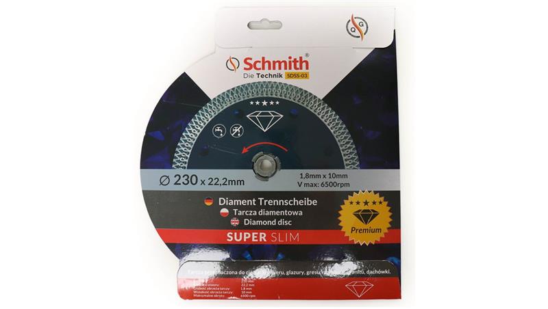 Tarcza diamentowa 230mm Premium Slim do gresu płytek Schmith-90417 Tarcza diamentowa 230mm Premium Slim do gresu płytek Schmith-90417