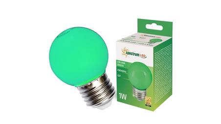 Żarówka LED E27 230V 1W kula zielona PC-111486