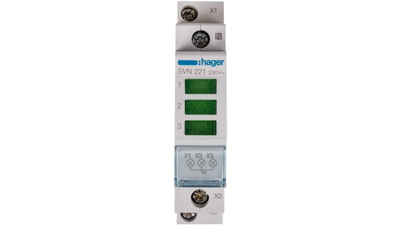 Lampka modułowa 3-fazowa zielona 230-400V AC SVN221-23938 Lampka modułowa 3-fazowa zielona 230-400V AC SVN221-23938