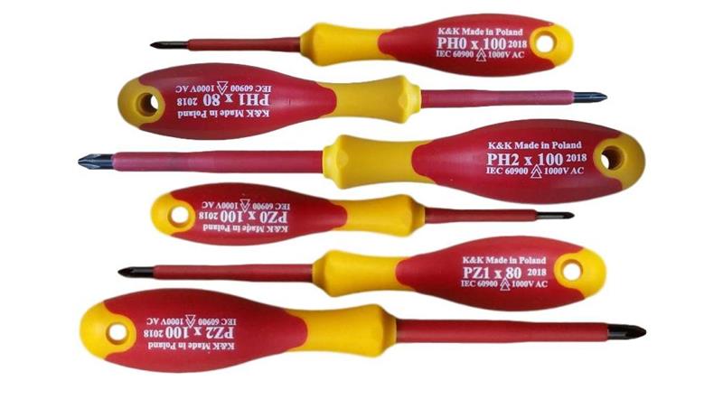 ZESTAW ŚRUBOKRĘTÓW WKRĘTAKÓW ŚRUBOKRĘTY WKRĘTAKI ŚRUBOKRĘT WKRĘTAK ELEKTRYCZNY IZOLOWANY 1000V dla elektryka KRZYŻOWE 6 SZTUK-11