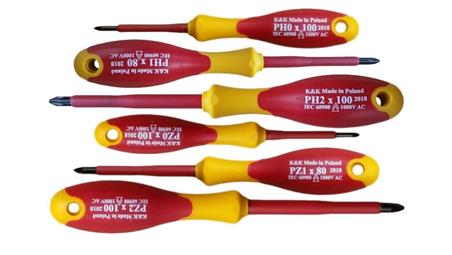 ZESTAW ŚRUBOKRĘTÓW WKRĘTAKÓW ŚRUBOKRĘTY WKRĘTAKI ŚRUBOKRĘT WKRĘTAK ELEKTRYCZNY IZOLOWANY 1000V dla elektryka KRZYŻOWE 6 SZTUK-11