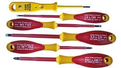 ZESTAW ŚRUBOKRĘTÓW WKRĘTAKÓW ŚRUBOKRĘTY WKRĘTAKI ŚRUBOKRĘT WKRĘTAK ELEKTRYCZNY IZOLOWANY 1000V 5 szt. + FAZER KK23GNPHF-114374