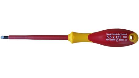 ZESTAW ŚRUBOKRĘTÓW WKRĘTAKÓW ŚRUBOKRĘTY WKRĘTAKI ŚRUBOKRĘT WKRĘTAK ELEKTRYCZNY IZOLOWANY 1000V 5,5x125 dla elektryka-114331