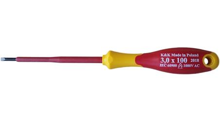 ZESTAW ŚRUBOKRĘTÓW WKRĘTAKÓW ŚRUBOKRĘTY WKRĘTAKI ŚRUBOKRĘT WKRĘTAK ELEKTRYCZNY IZOLOWANY 1000V 3,0x100 dla elektryka-114006