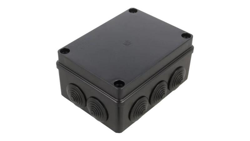 Skrzynka hermetyczna IP65 Puszka instalacyjna 150x110x75mm bezhalogenowa czarna z dławikami PG21 S-BOX 306c-111912