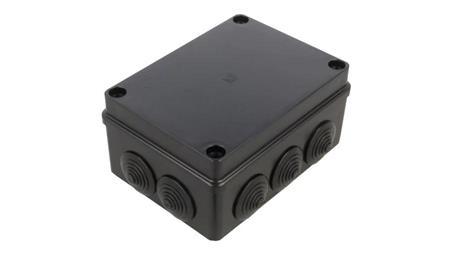 Skrzynka hermetyczna IP65 Puszka instalacyjna 150x110x75mm bezhalogenowa czarna z dławikami PG21 S-BOX 306c-111912
