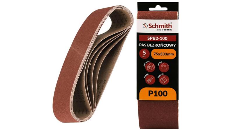 Pas bezkońcowy taśma papier ścierny P100 75x533mm 5szt Schmith-112340