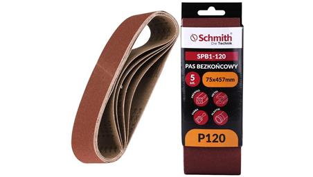 Pas bezkońcowy taśma papier ścierny P120 75x457mm 5szt Schmith-112345