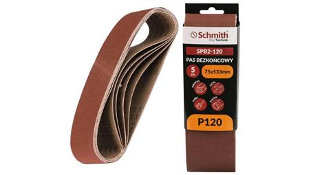 Pas bezkońcowy taśma papier ścierny P120 75x533mm 5szt Schmith-112337