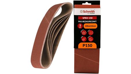 Pas bezkońcowy taśma papier ścierny P150 100x610mm 5szt Schmith-112342