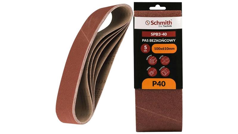 Pas bezkońcowy taśma papier ścierny P40 100x610mm 5szt Schmith-112349