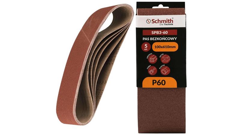Pas bezkońcowy taśma papier ścierny P60 100x610mm 5szt Schmith-112346