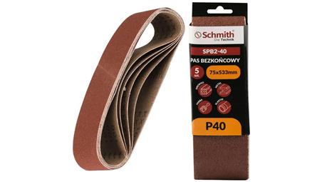 Pas bezkońcowy taśma papier ścierny P40 75x533mm 5szt Schmith-112353
