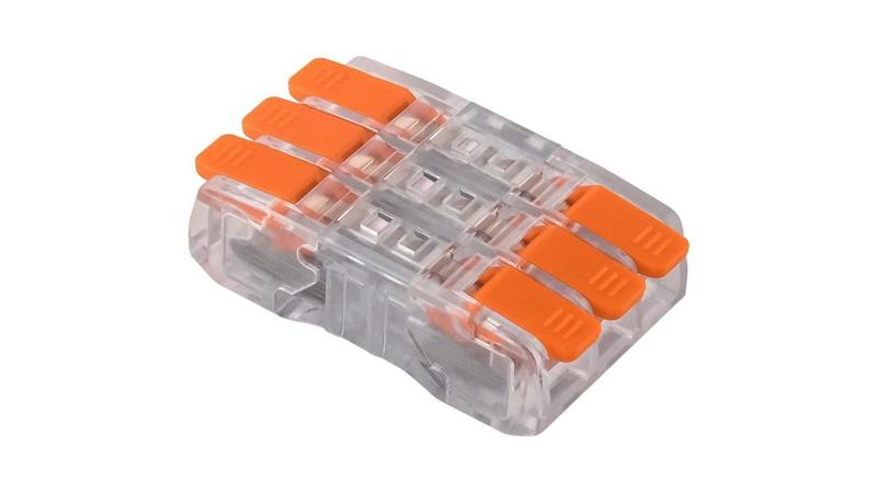 Szybkozłączka dwustronna, potrójna, 6x 0,2-2,5mm2, 6 styki, przezroczysta, E.4194/3 /50szt./-112146