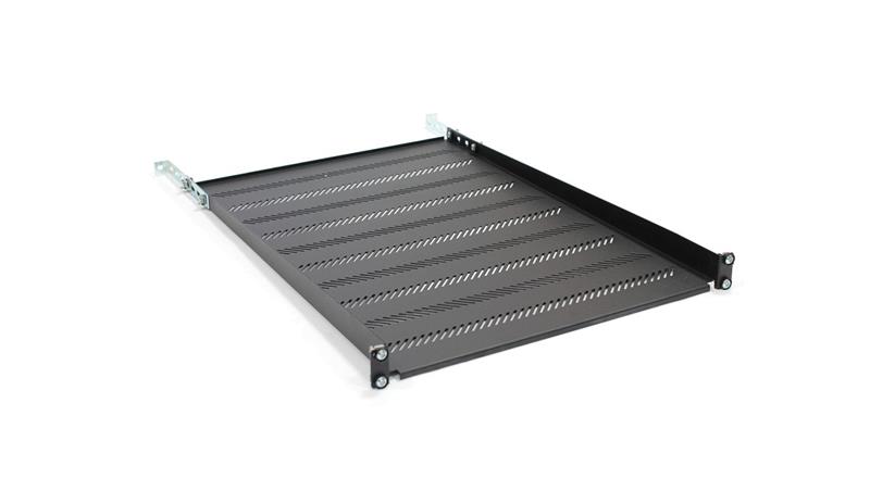 Półka 19 cali 1U G/650 czarna (RAL 9005) z podporą TN-19-650-1U-BK-73506