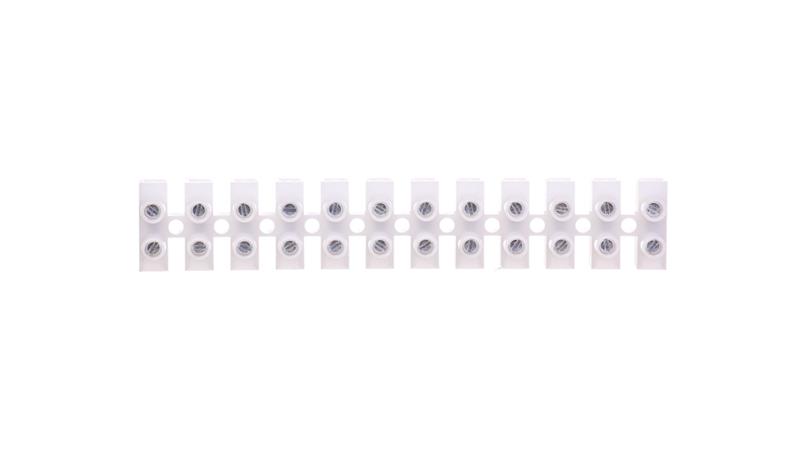Listwa zaciskowa gwintowa 12-torowa 6mm2 poliamidowa PA66 z podkładką biała LPA12-6 89093110-80157