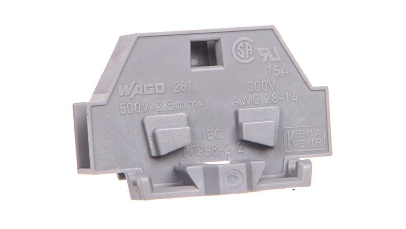 Złączka 2-przewodowa 2,5mm2 szara z mocowaniem śrubowym 261-301 /50szt./-80176