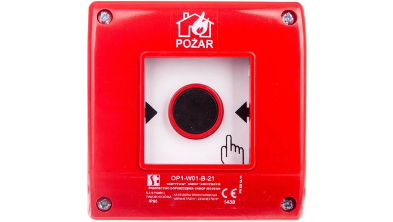Przycisk ppoż. natynkowy 2Z 1R czerwony OP1-W01-B21-63211