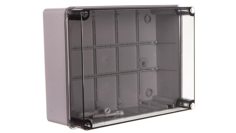 Puszka natynkowa z przeźroczystą pokrywą seria 420 IP65 300x220x120 szara EC420C8-75045