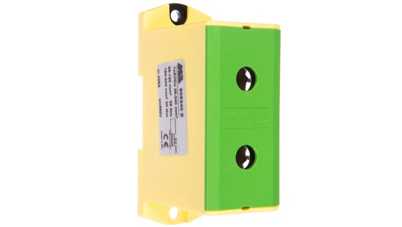 Złączka szynowa 1-torowa 35-240mm2 żółto-zielona EURO OTL 240 1xAl/Cu 606240 E-75445