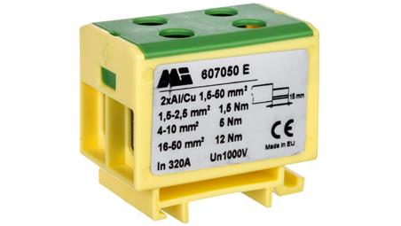 Złączka szynowa 2-torowa 1,5-50mm2 żółto-zielona EURO multiOTL 50 2xAl/Cu 607050 E-75350