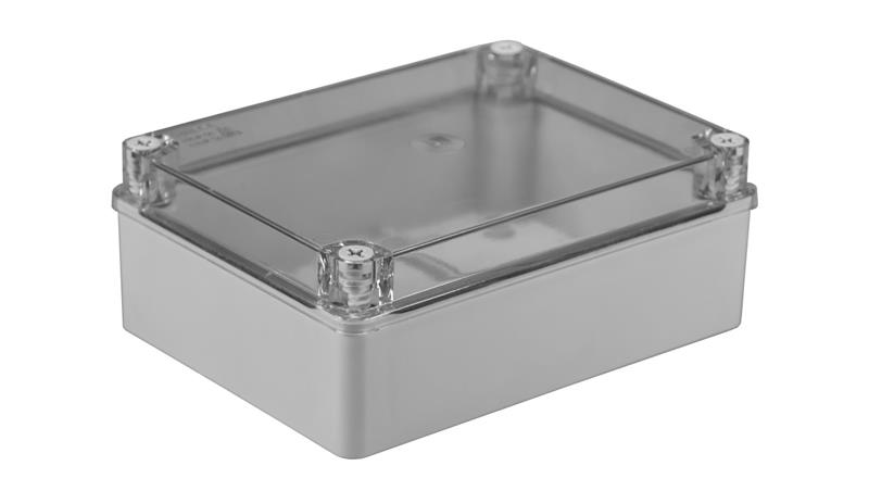 Puszka n/t hermetyczna 190x140x70 bez dławików IP56 pokrywa przezroczysta S-BOX 416-P-74810