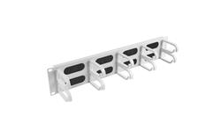 Organizer kabli 19 2U z 5 uchwytami typ B + panel szczotkowany szary AK-1204-S-73523