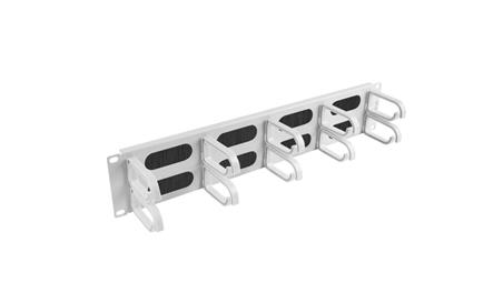 Organizer kabli 19 2U z 5 uchwytami typ B + panel szczotkowany szary AK-1204-S-73523