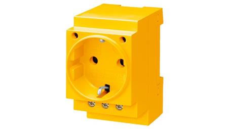 Gniazdo modułowe 2P+Z 16A 230V Schuko na szynę żółte 5TE6810-73176
