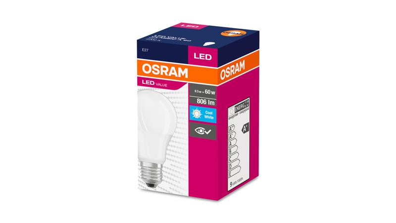 Żarówka LED VALUE CLASSIC A 60 E27 8,5W 806lm 4000K 840 FR non-dim 4052899973381-47747 Żarówka LED VALUE CLASSIC A 60 E27 8,5W 806lm 4000K 840 FR non-dim 4052899973381-47747