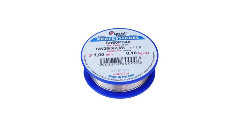 CYNEL UNIPRESS Cyna 1,00mm 100g Sn60Pb40 SW26/3/2.5 spoiwo lutownicze PROFESSIONAL-80814 CYNEL UNIPRESS Cyna 1,00mm 100g Sn60Pb40 SW26/3/2.5 spoiwo lutownicze PROFESSIONAL-80814