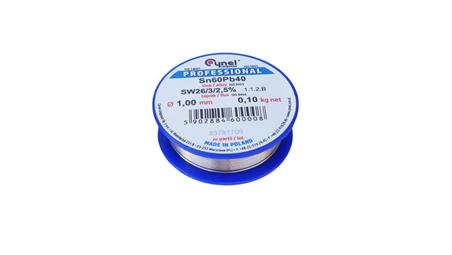 CYNEL UNIPRESS Cyna 1,00mm 100g Sn60Pb40 SW26/3/2.5 spoiwo lutownicze PROFESSIONAL-80814