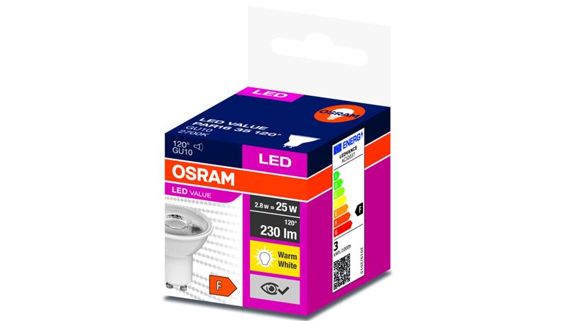 Żarówka LED VALUE PAR16 25 GU10 2,8W 230lm 2700K 827 120st. 4058075198944-46793