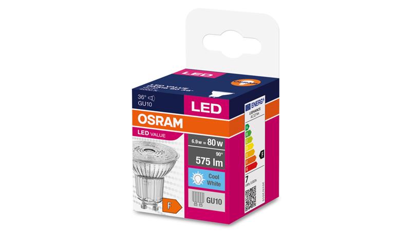 Żarówka LED VALUE PAR16 80 GU10 6,9W 575lm 4000K 840 36st. 4058075096660-46855
