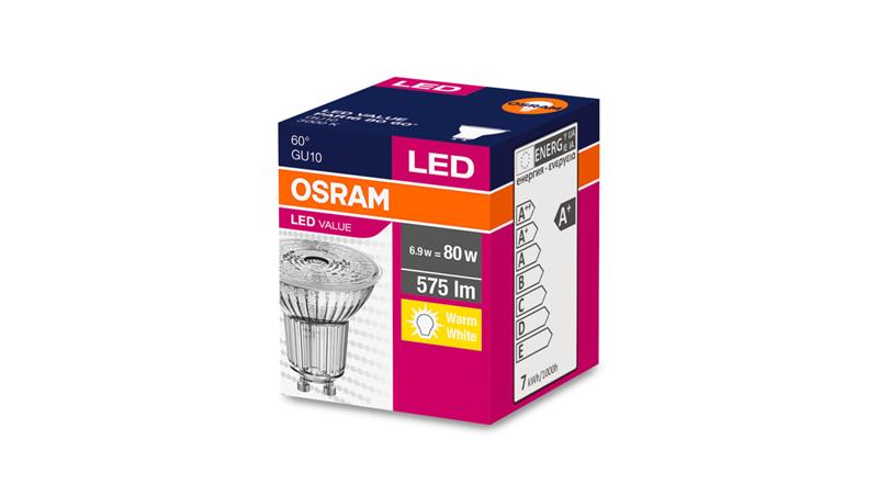Żarówka LED VALUE PAR16 80 GU10 6,9W 575lm 3000K 830 60st. 3 LATA GWARANCJI 4058075096769-46841