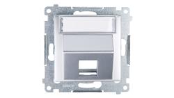 Simon 54 Pokrywa gniazda teleinformatycznego pojedynczego RJ skośna z polem opisowym srebrny mat DKP1S.01/43-34310
