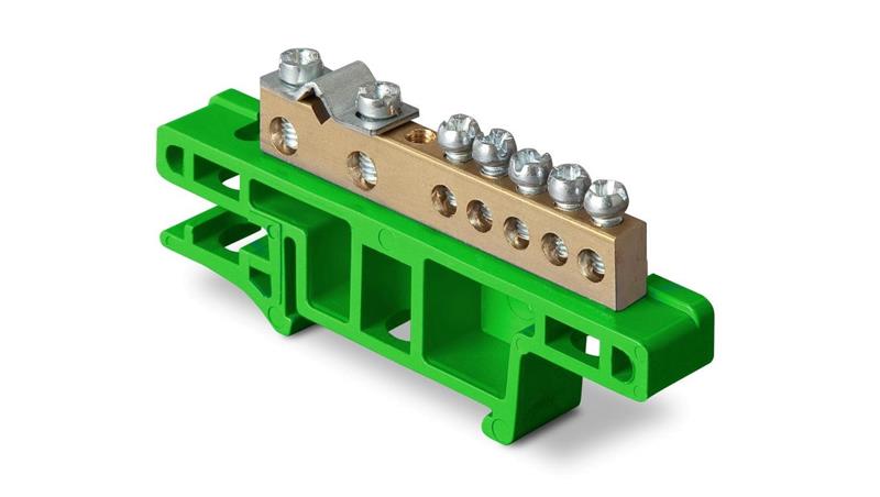 Listwa zaciskowa na szynę 7-torowa zielona TH35 LZ-7/Ż 0920-01-67606