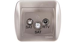Simon Akord Gniazdo antenowe SAT/SAT/RTV satyna metalizowana AZAR+SAT3.1-P2/29-836