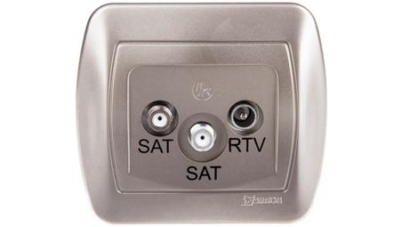 Simon Akord Gniazdo antenowe SAT/SAT/RTV satyna metalizowana AZAR+SAT3.1-P2/29-836