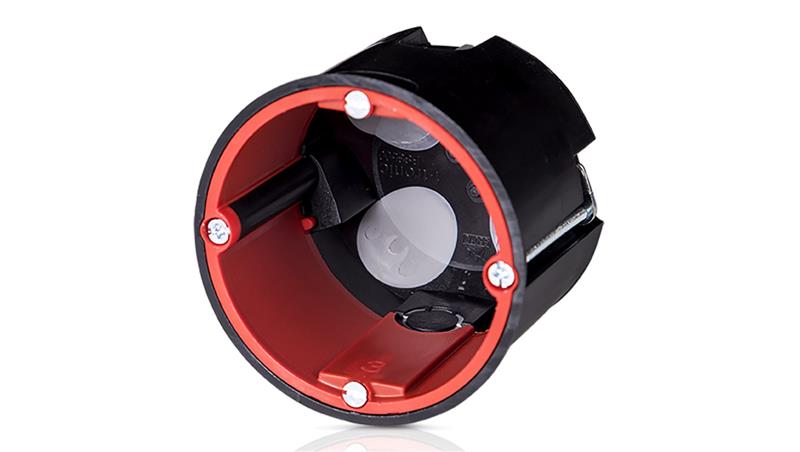 Puszka przeciwogniowa z membraną hermetyczna akustyczna czarna gł 62 z wprowadzeniem rur 86162007-75668