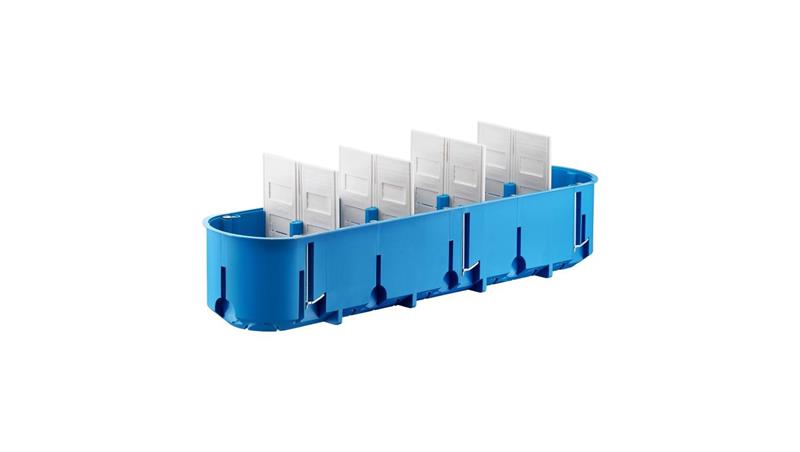 Puszka podtynkowa pięciokrotna 60mm regips głęboka niebieska P5x60D 32099203-77684