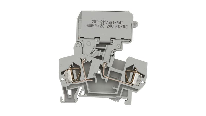 Złączka bezpiecznikowa 4mm2 szara 10A 5x 20mm 281-611/281-541-75469