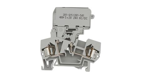 Złączka bezpiecznikowa 4mm2 szara 10A 5x 20mm 281-611/281-541-75469