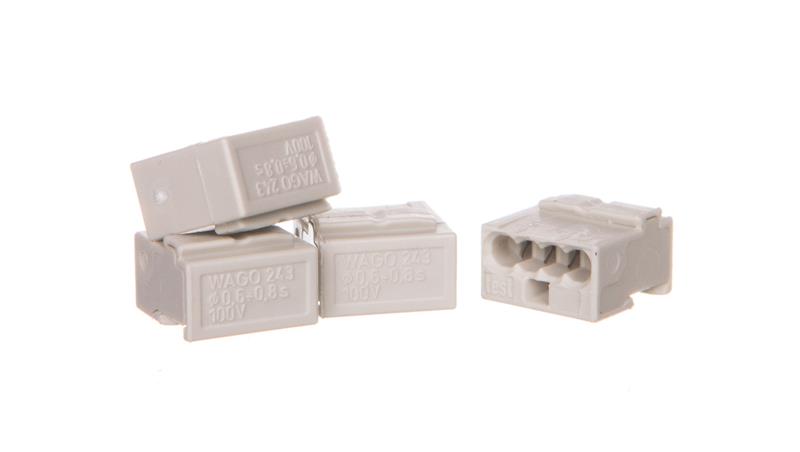 Szybkozłączka do puszek instalacyjnych MIKRO 4x 0,6-0,8mm2 jasnoszara 243-304 /100szt./-80595