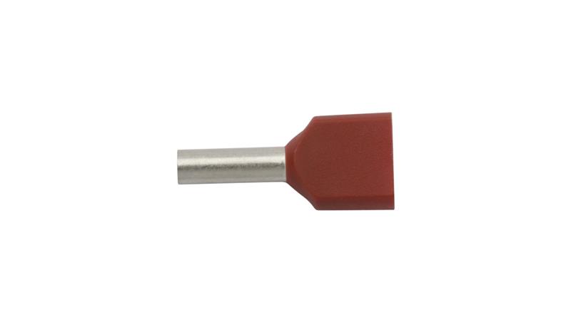 Końcówka tulejkowa izolowana HI 2X1,5/8 czerwona E08KH-02020105121 /100szt./-78188 Końcówka tulejkowa izolowana HI 2X1,5/8 czerwona E08KH-02020105121 /100szt./-78188