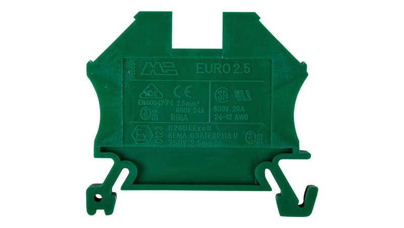 Złączka szynowa 2-przewodowa 2,5mm2 zielona EURO 43408GR-74081 Złączka szynowa 2-przewodowa 2,5mm2 zielona EURO 43408GR-74081