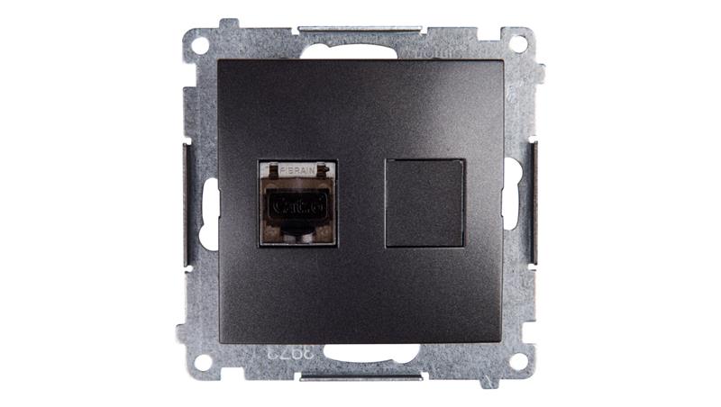 Simon 54 Gniazdo komputerowe pojedyncze RJ45 kat.6 ekranowane z przesłoną antracyt D61E.01/48-34200